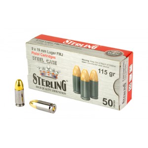 STERLING 9MM 115GR FMJ STEEL 50/1000