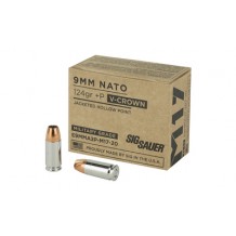 SIG AMMO 9MM M17 124GR +P JHP 20/200