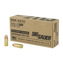 SIG AMMO 9MM M17 124GR +P FMJ 50/100