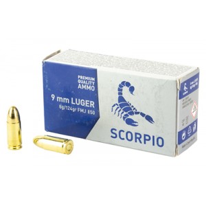 SCORPIO AMMO 9MM 124GR FMJ 50/1000